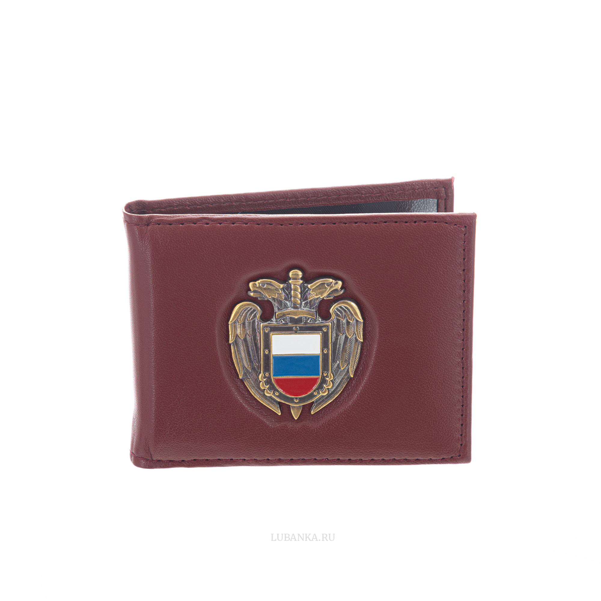 Обложка для удостоверения ФСО с жетоном узкая пухлая бордовая