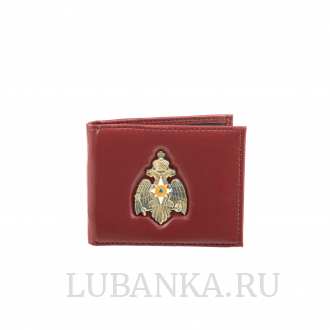 Обложка для удостоверения МЧС с жетоном узкая пухлая бордовая