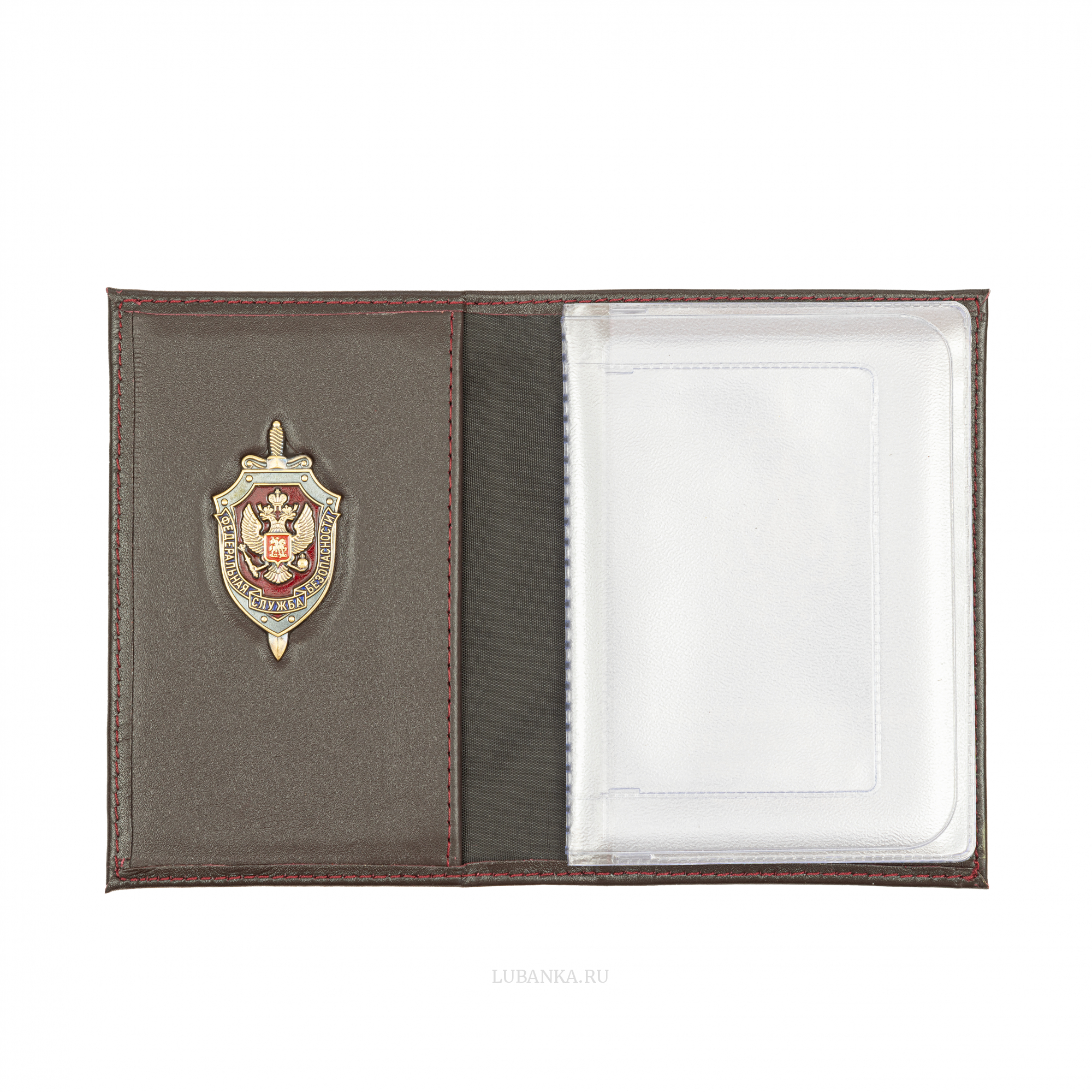 Обложка для автодокументов ФСБ с жетоном бордовая