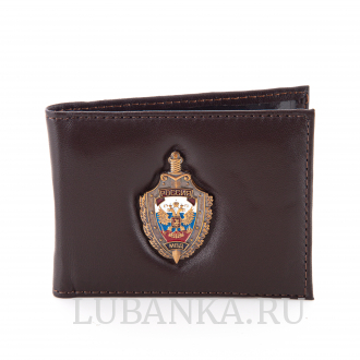 Обложка для удостоверения МВД с жетоном узкая пухлая коричневая
