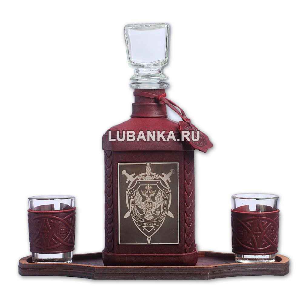 Набор для водки «ФСБ» бордовый