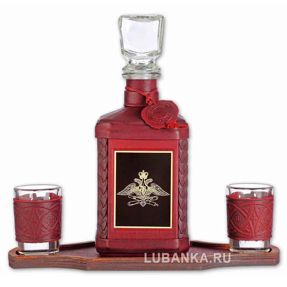 Набор для водки «Воздушно-космические силы» бордовый
