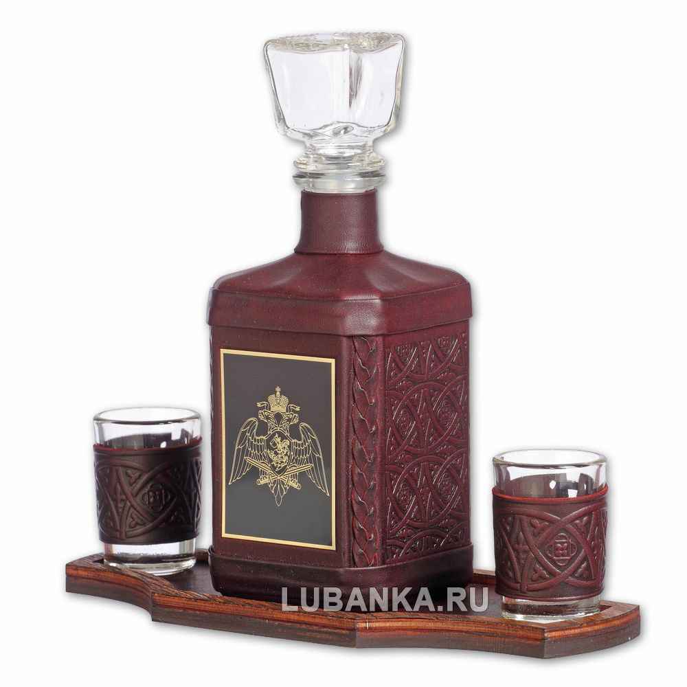 Набор для водки «Росгвардия» бордовый