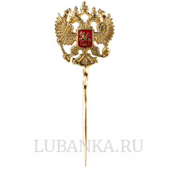 Заколка Герб России серебро с позолотой