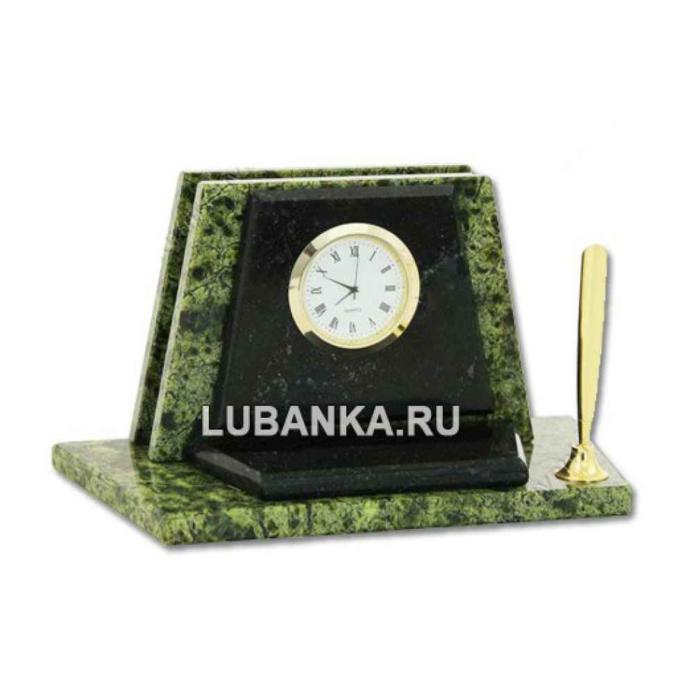 Настольный набор для руководителя «Часы» из камня