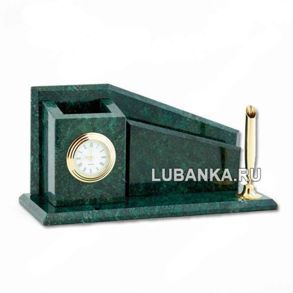 Настольный набор для руководителя «Часы» из камня