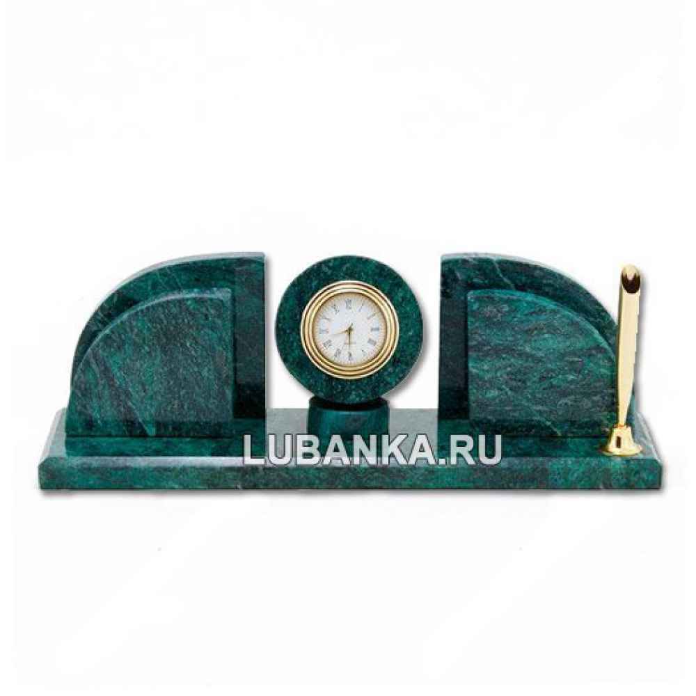 Настольный набор для руководителя «Часы» из камня
