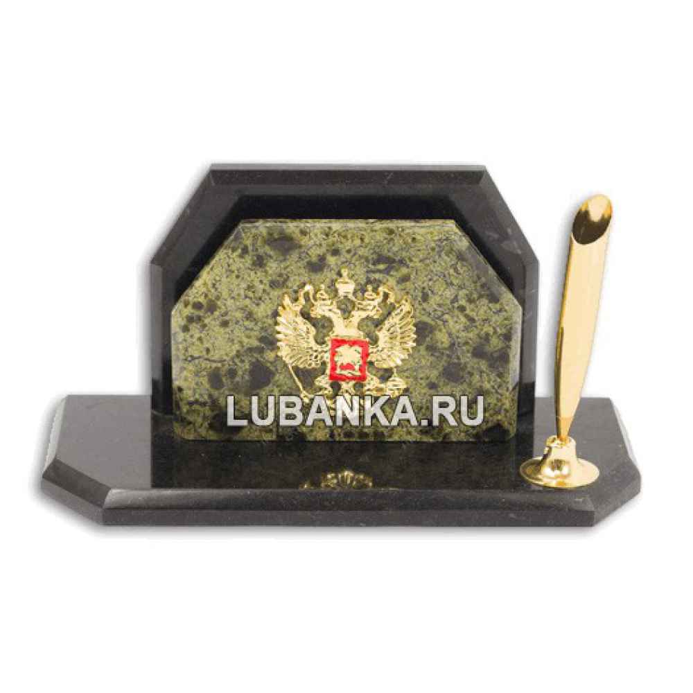 Настольный набор для руководителя «Трапеция с гербом России» из камня