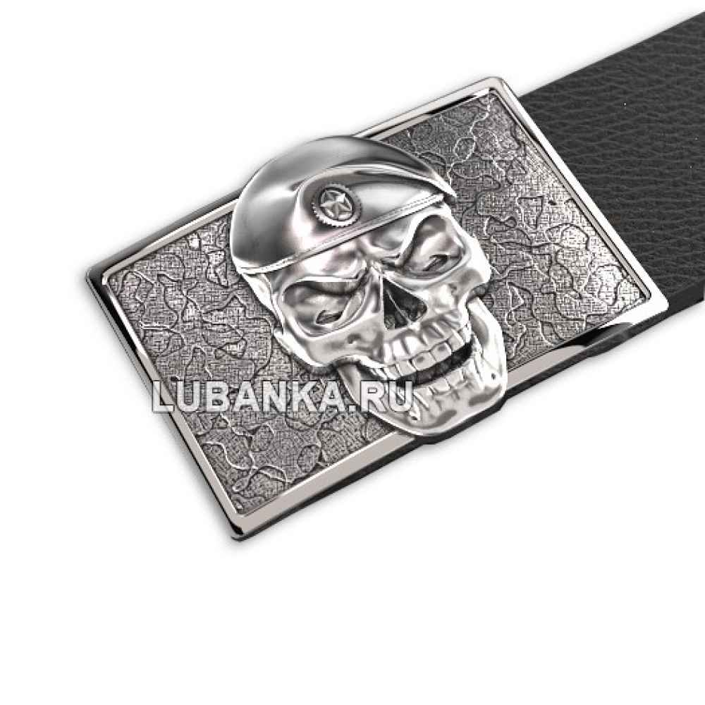 Серебряная пряжка из коллекции «Череп в берете»